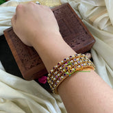 Thin Silk Thread Kundan Bangle-Purple-Square and Dot-G4945
